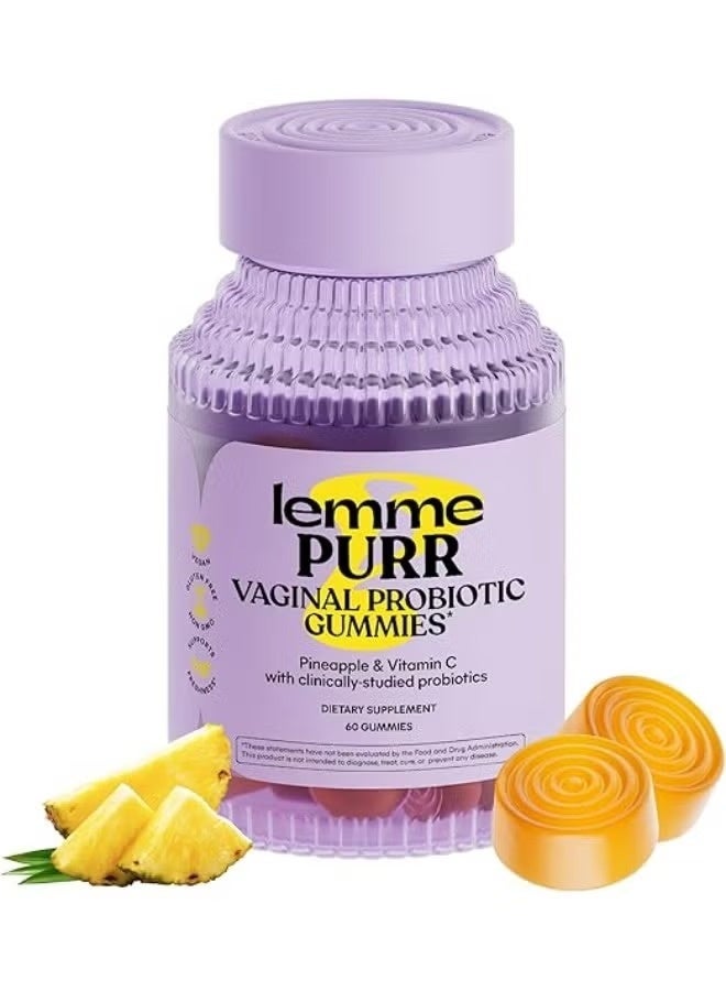 Lemme, Purr, Vaginal Probiotic Gummies, Pineapple, 60 Gummies - Image 1